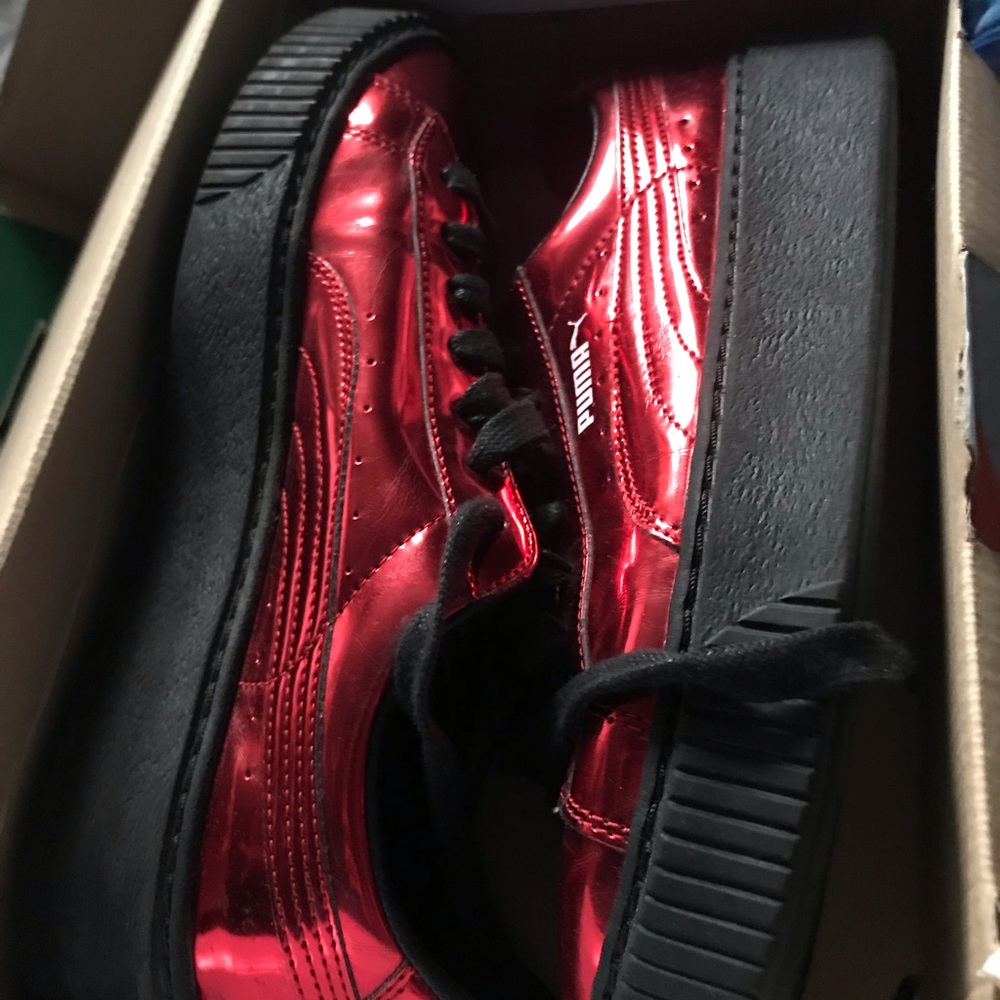 Red Metallic Puma Platforms